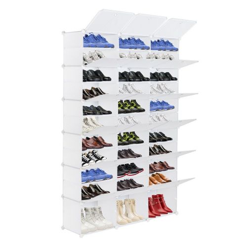 12-Tier Portable 72 Pair Shoe Rack Organizer 36 Grids Tower Shelf Storage Cabinet Stand Expandable for Heels, Boots, Slippers, White RT 12-Tier Portable 72 Pair Shoe Rack Organizer 36 Grids Tower Shelf Storage Cabinet Stand Expandable for Heels, Boots, Slippers, White RT