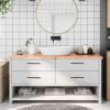 Bathroom Countertop Light Brown 63"x19.7"x(0.8"-1.6") Treated Solid Wood