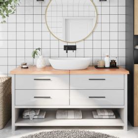 Bathroom Countertop Light Brown 63"x19.7"x(0.8"-1.6") Treated Solid Wood