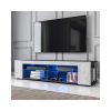 TV Stand For 32-60 Inch TVs Modern Low Profile Black + Lime Entertainment Center 57 Inch Small TV Stand Media Table With Glass Shelves And Hidden Side