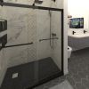 Bypass shower door, sliding door, with 5/16" tempered glass and Matted black finish 6074