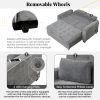 66.5" Linen Upholstered Sleeper Bed, Pull Out Sofa Bed Couch attached two throw pillows, Dual USB Charging Port and Adjustable Backrest for Living Roo