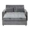 66.5" Linen Upholstered Sleeper Bed, Pull Out Sofa Bed Couch attached two throw pillows, Dual USB Charging Port and Adjustable Backrest for Living Roo