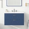 30'' Wall Mounted Bathroom Vanity with Resin Sink,Floating Bathroom Storage Cabinet with 2 Drawers, Solid Wood Bathroom Cabinet