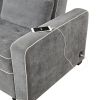 66.5" Linen Upholstered Sleeper Bed, Pull Out Sofa Bed Couch attached two throw pillows, Dual USB Charging Port and Adjustable Backrest for Living Roo