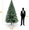 8' Classic Pine Artificial Christmas Tree Artificial Realistic Natural Branches with Solid Metal Stand with Golden Highlights
