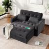 66.5" Velvet Upholstered Sleeper Bed , Pull Out Sofa Bed Couch attached two throw pillows,Dual USB Charging Port and Adjustable Backrest for Living Ro
