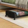 2Packs Under Bed Storage Containers Rolling Clothing Organizer 42L/11Gal Under Bed Drawers with Clear Lid 360¬∞ Lockable Rolling Wheels Strap Handles