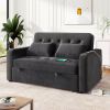 66.5" Velvet Upholstered Sleeper Bed , Pull Out Sofa Bed Couch attached two throw pillows,Dual USB Charging Port and Adjustable Backrest for Living Ro