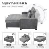 66.5" Linen Upholstered Sleeper Bed, Pull Out Sofa Bed Couch attached two throw pillows, Dual USB Charging Port and Adjustable Backrest for Living Roo