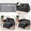 66.5" Velvet Upholstered Sleeper Bed , Pull Out Sofa Bed Couch attached two throw pillows,Dual USB Charging Port and Adjustable Backrest for Living Ro
