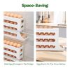 3Pcs 4 Tiers Egg Holder Auto Rolling Fridge Egg Organizer Space-Saving Tilt Refrigerator Egg Dispenser Fridge Roll Down Egg Storage Rack for About 30
