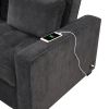 66.5" Velvet Upholstered Sleeper Bed , Pull Out Sofa Bed Couch attached two throw pillows,Dual USB Charging Port and Adjustable Backrest for Living Ro