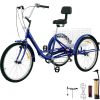 VEVOR Tricycle Adult 24'' Wheels Adult Tricycle 7-Speed 3 Wheel Bikes For Adults Three Wheel Bike For Adults Adult Trike Adult Folding Tricycle Foldab